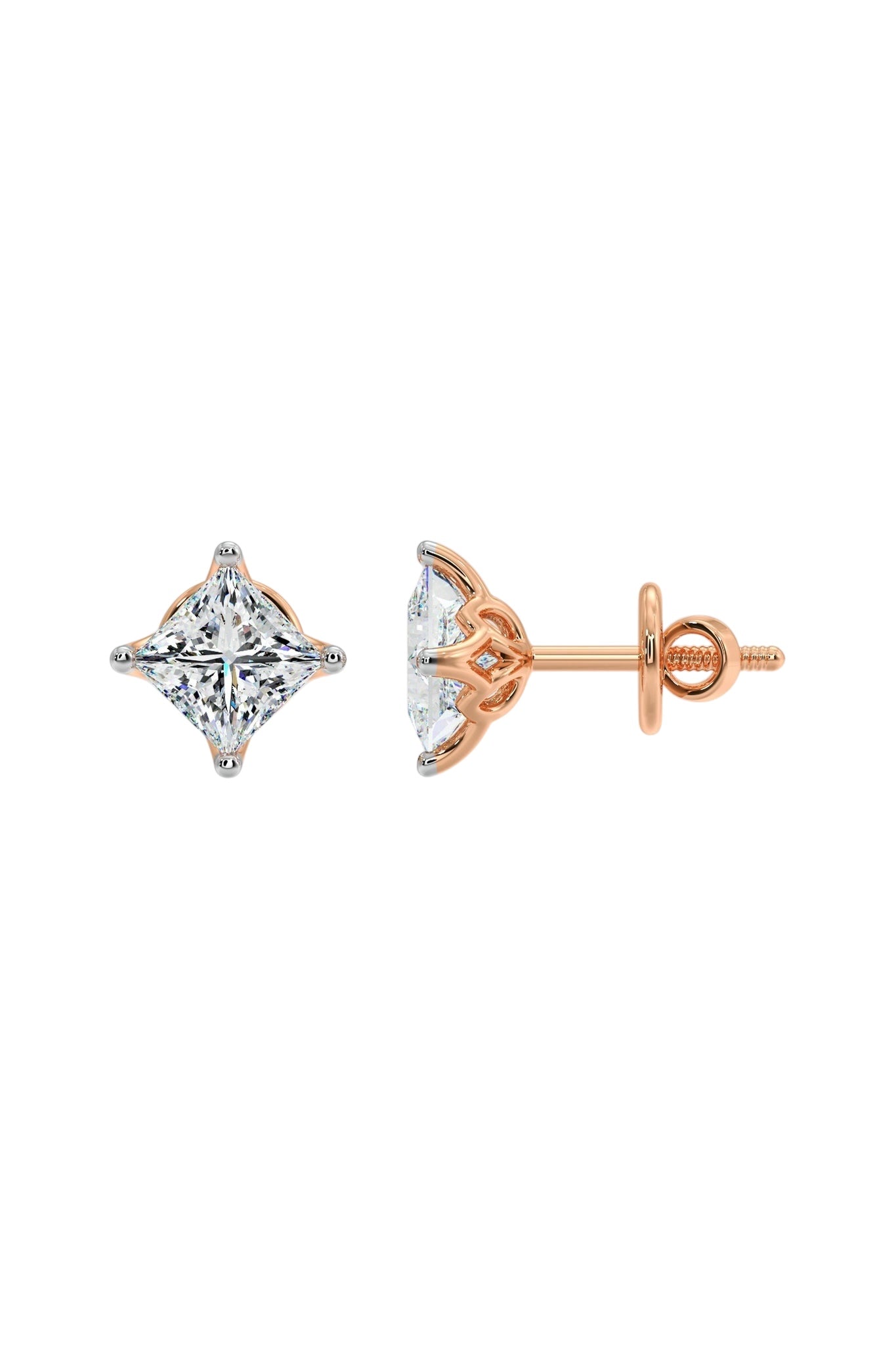 1.5 ct Princess Studs