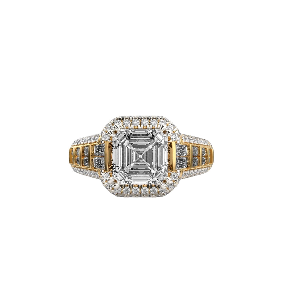 Emerald Cut Halo Ring