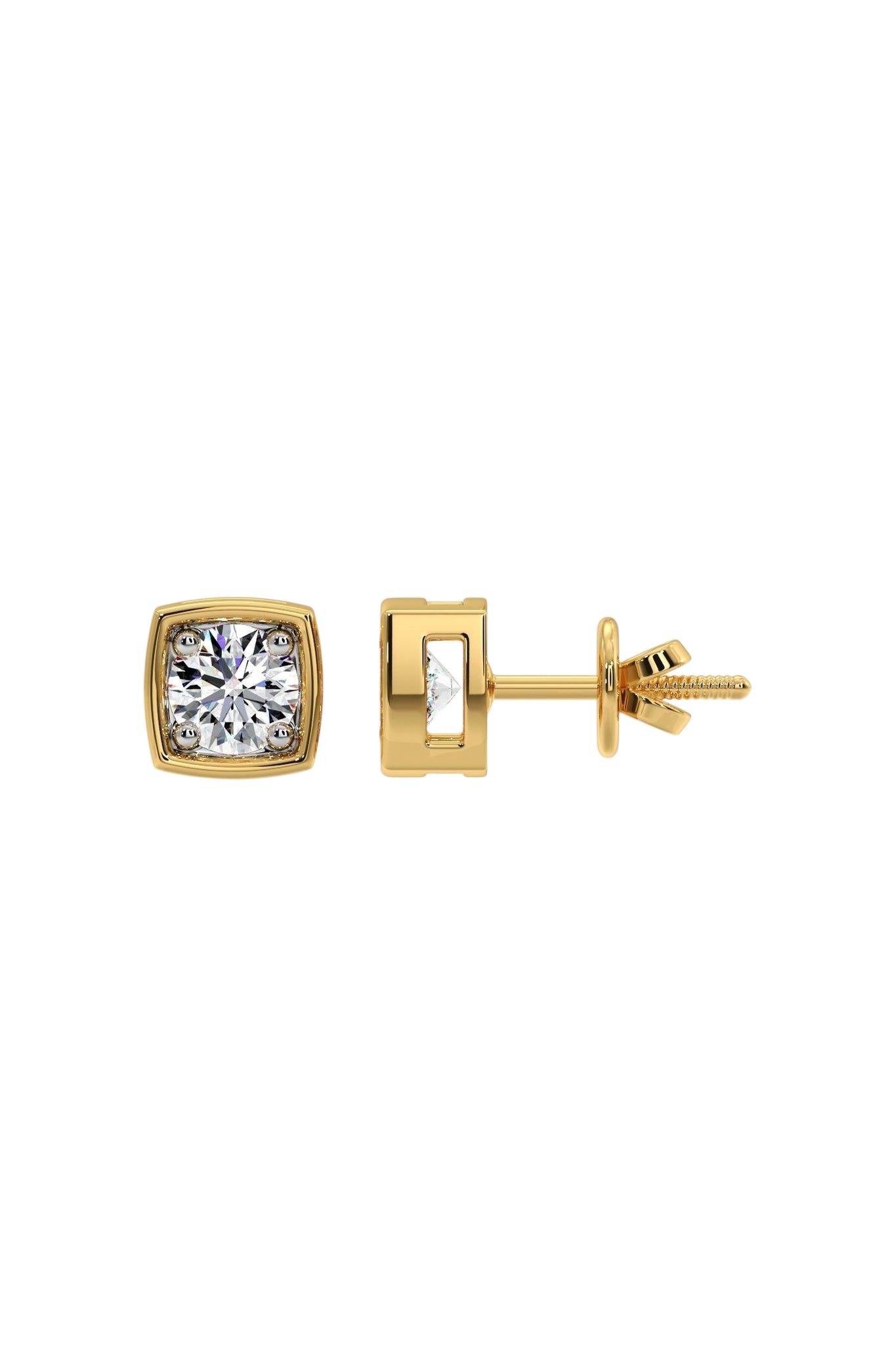 1 ct Bezel Cushion Studs
