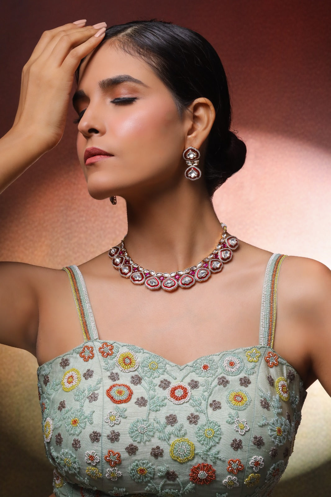 Crimson Lumina Choker & Earrings