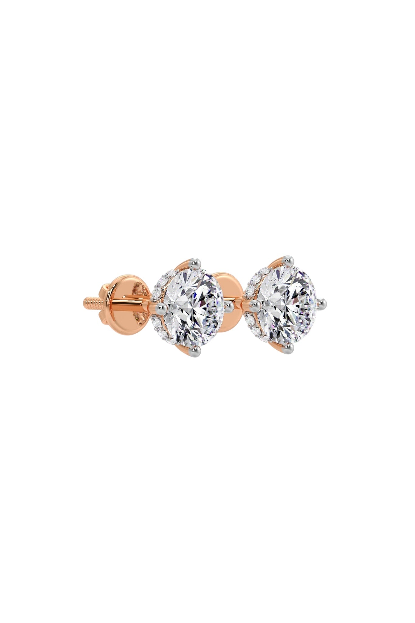 2 ct Invisible Halo Solitaire Studs