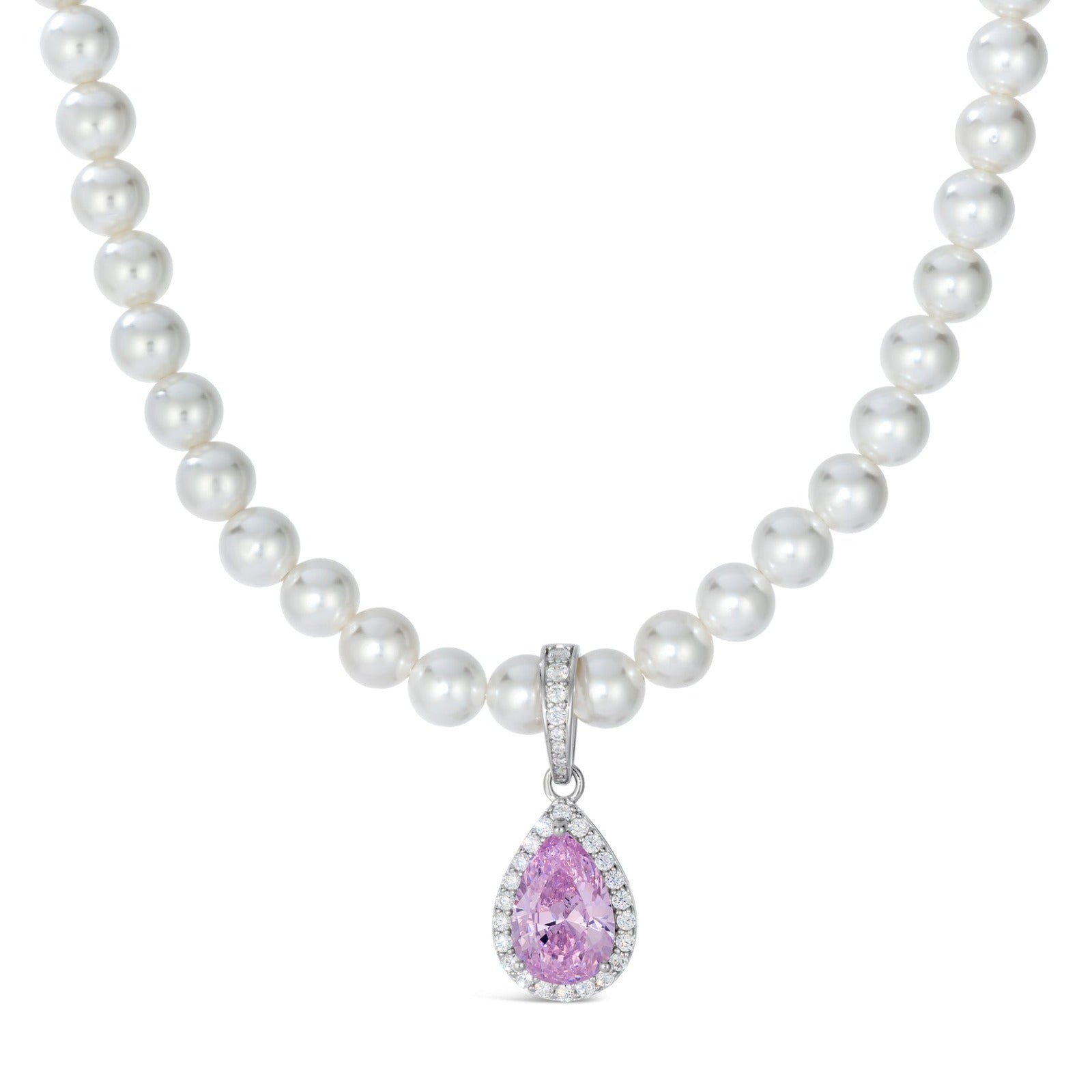 Pink Diamond and Pearl Necklace