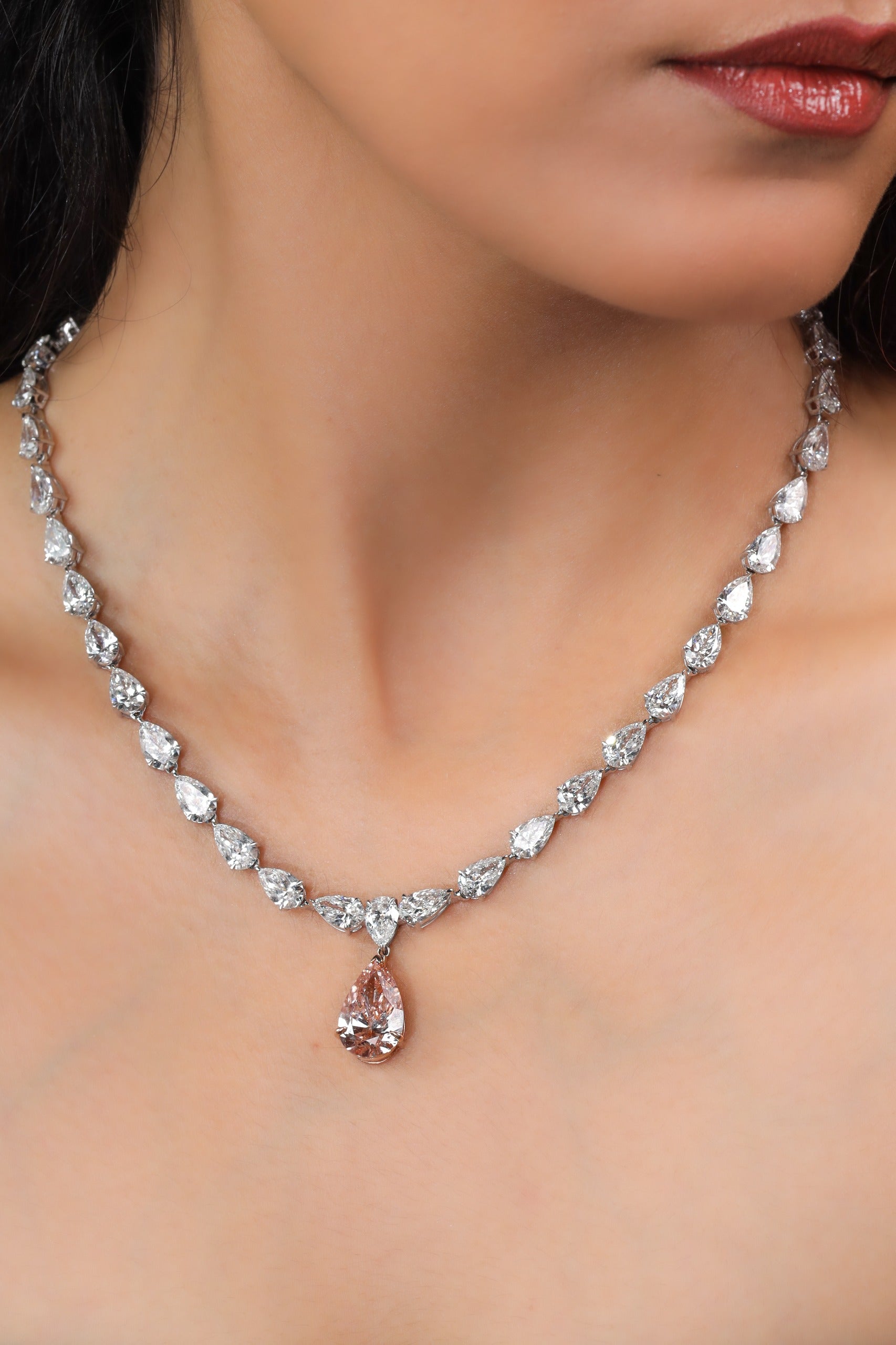 Pink Diamond Solitaire Necklace