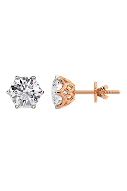 4 ct Lattice Solitaire Studs