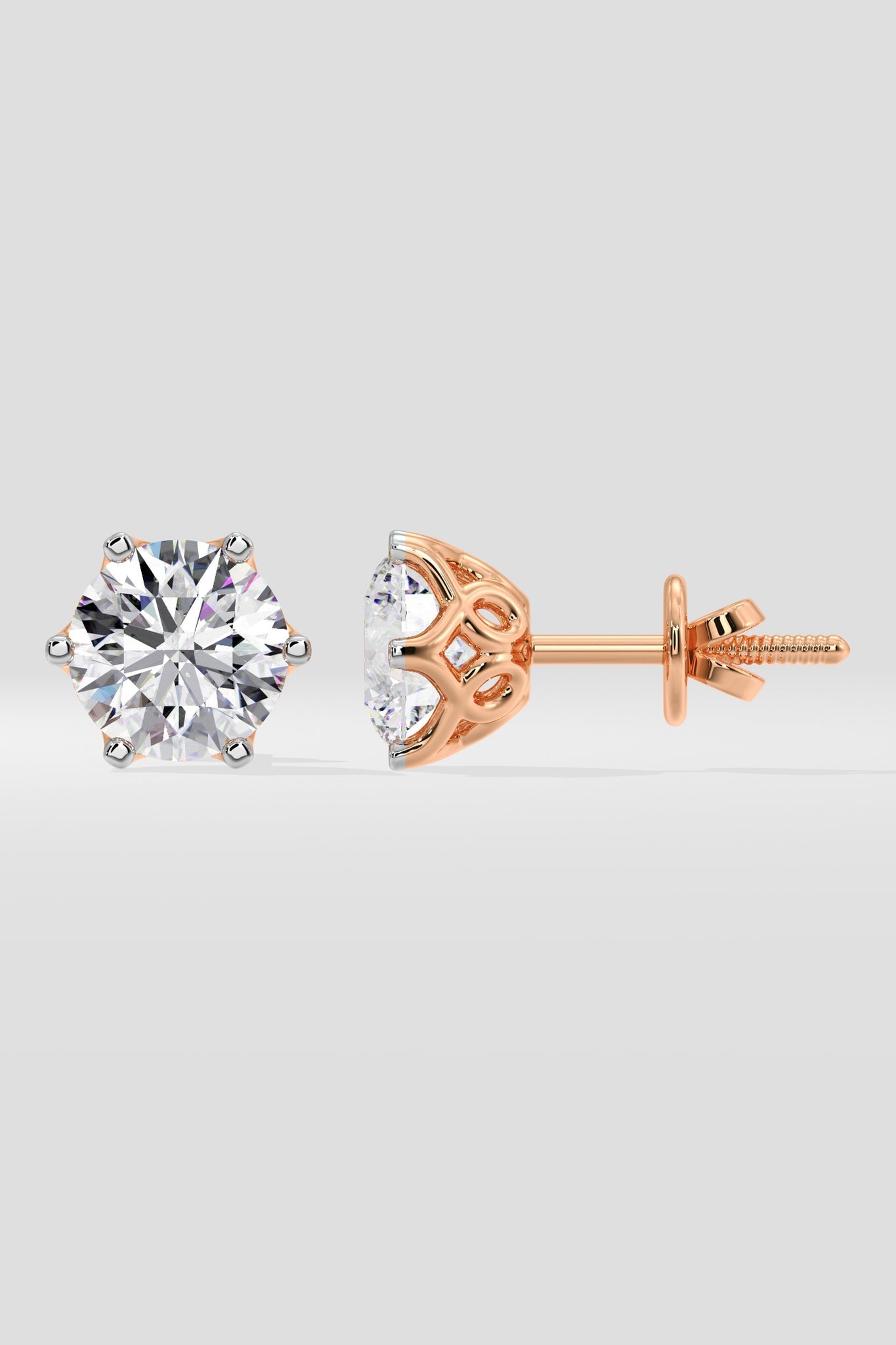 4 ct Lattice Solitaire Studs