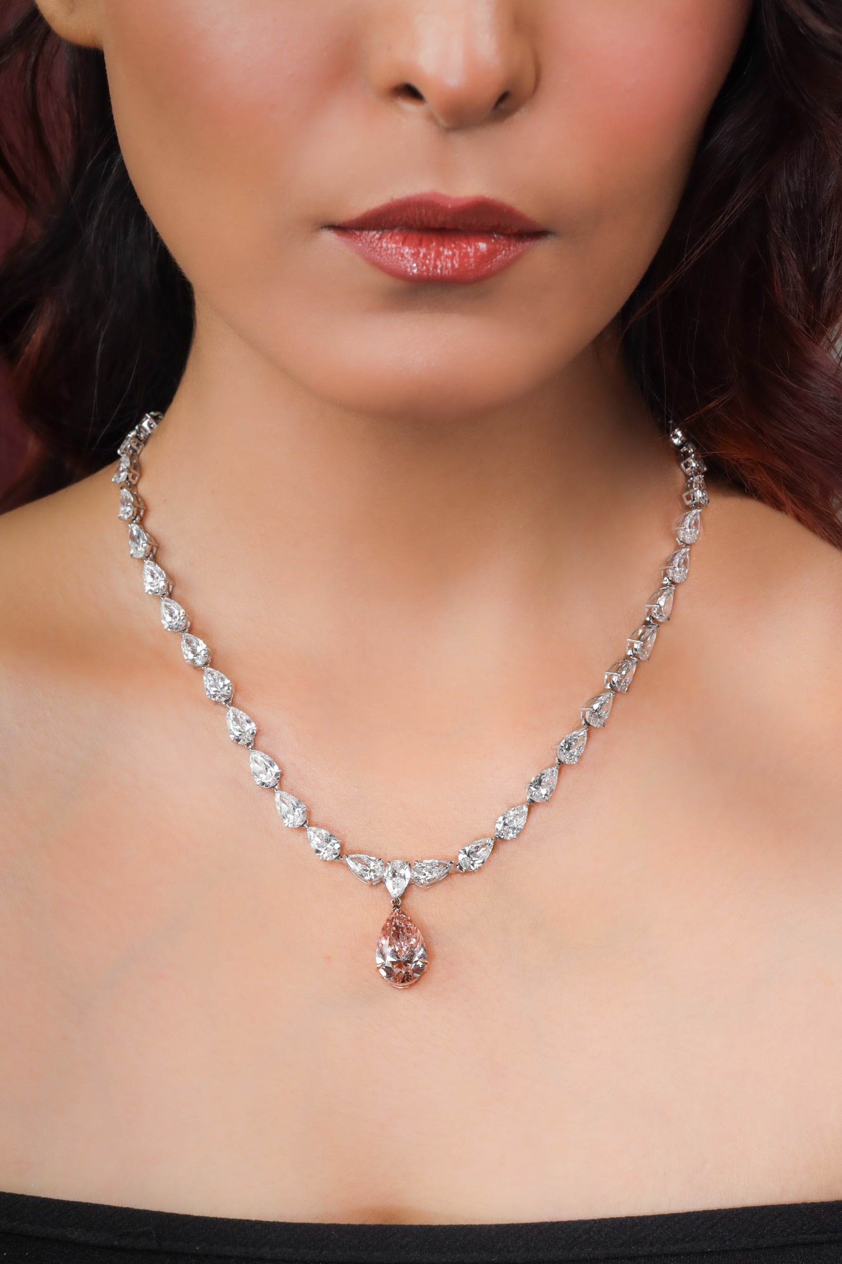 Pink Diamond Solitaire Necklace