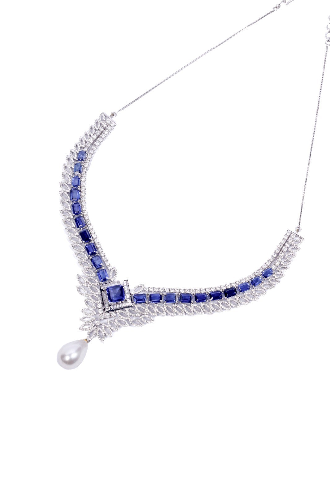 Blue drop diamond necklace