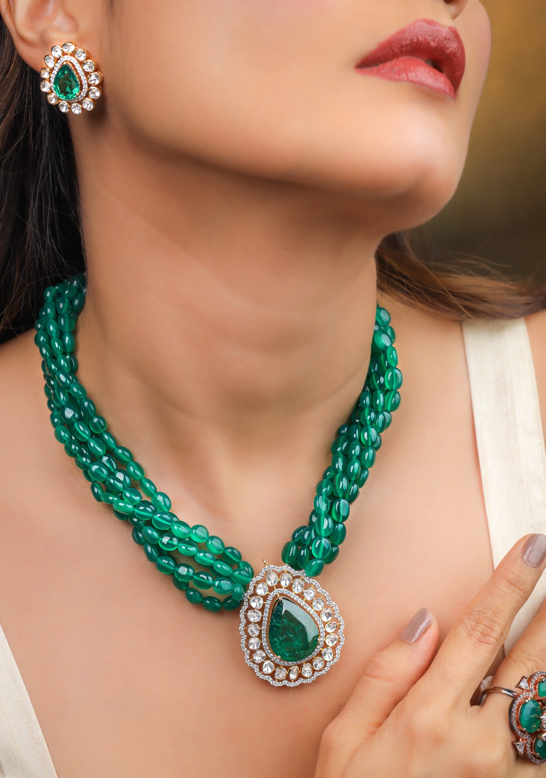 Imperial Emerald Dewdrop Necklace & Earrings