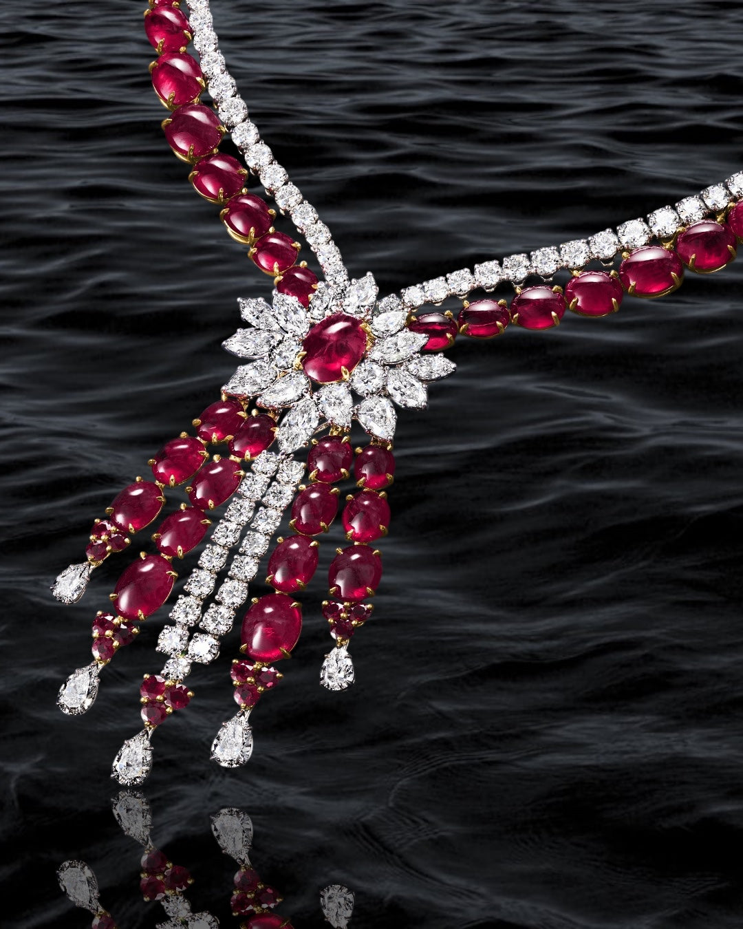 Crimson Cascade Diamond Necklace