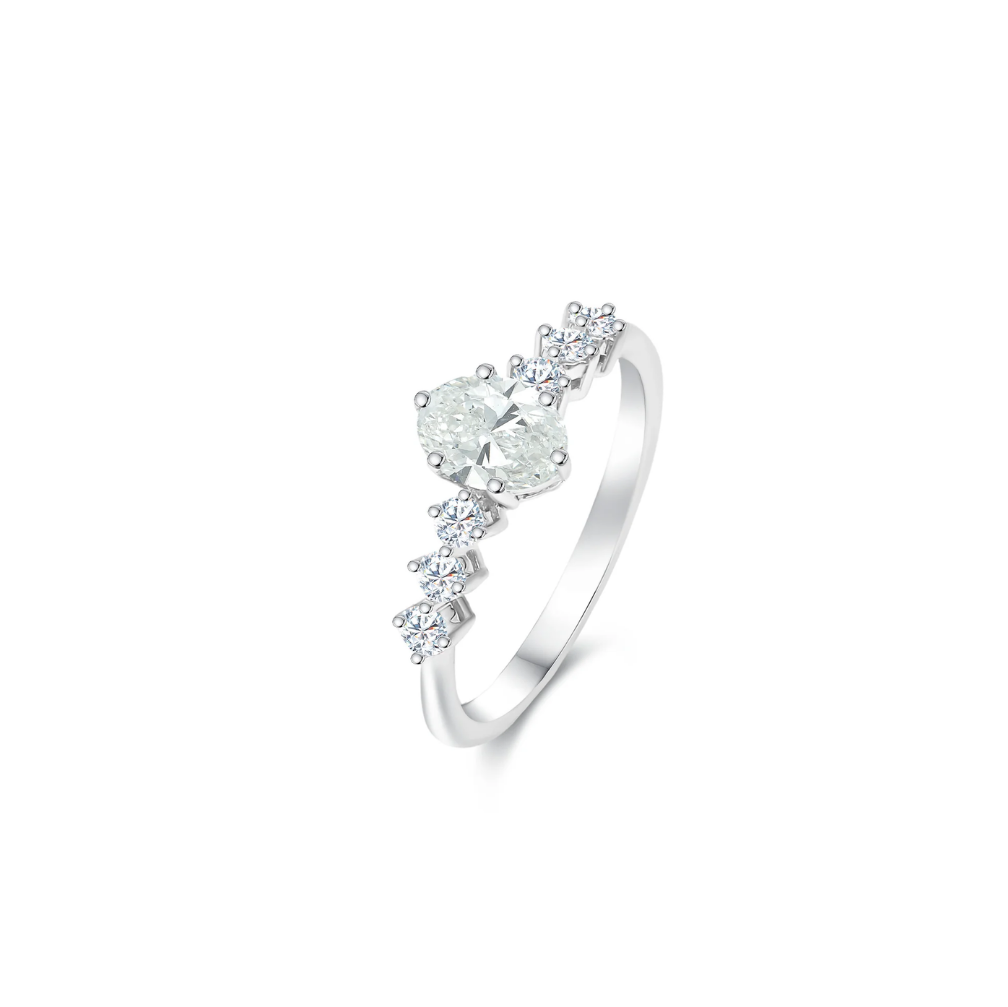Asymmetrical Diamond Engagement Ring - ANJewels