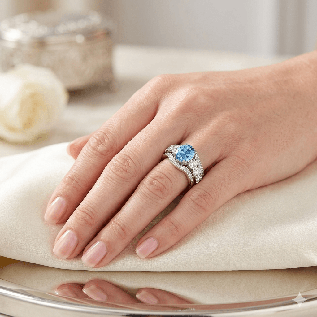 Azure Blue Halo Rings
