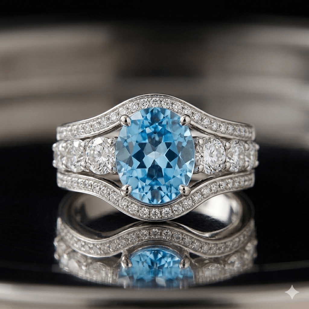 Azure Blue Halo Rings