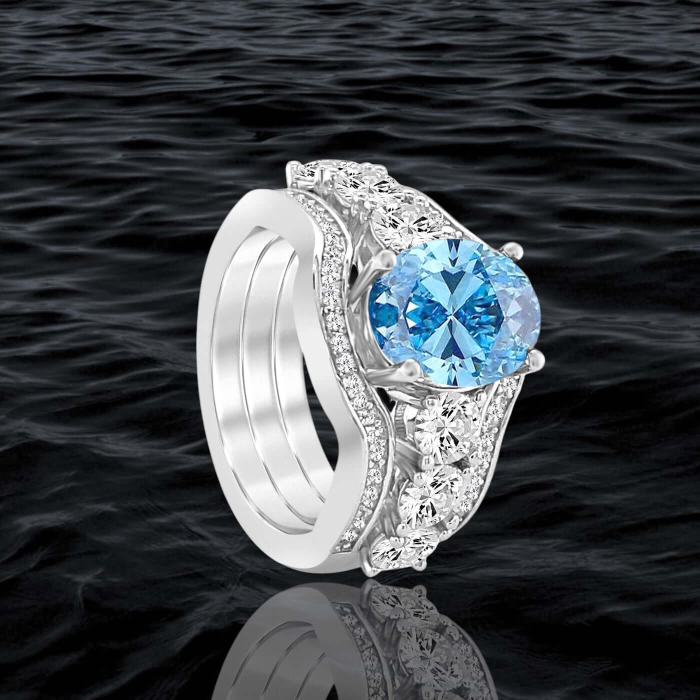 Azure Blue Halo Rings