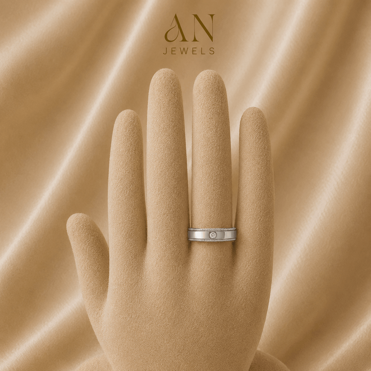 Beaded Edge Diamond Ring