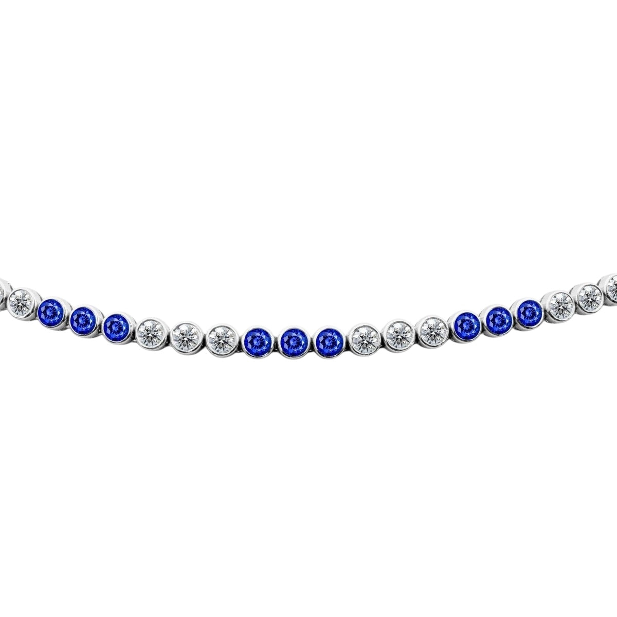 Bezel Set Alternating Sapphire & Diamond Tennis Bracelet