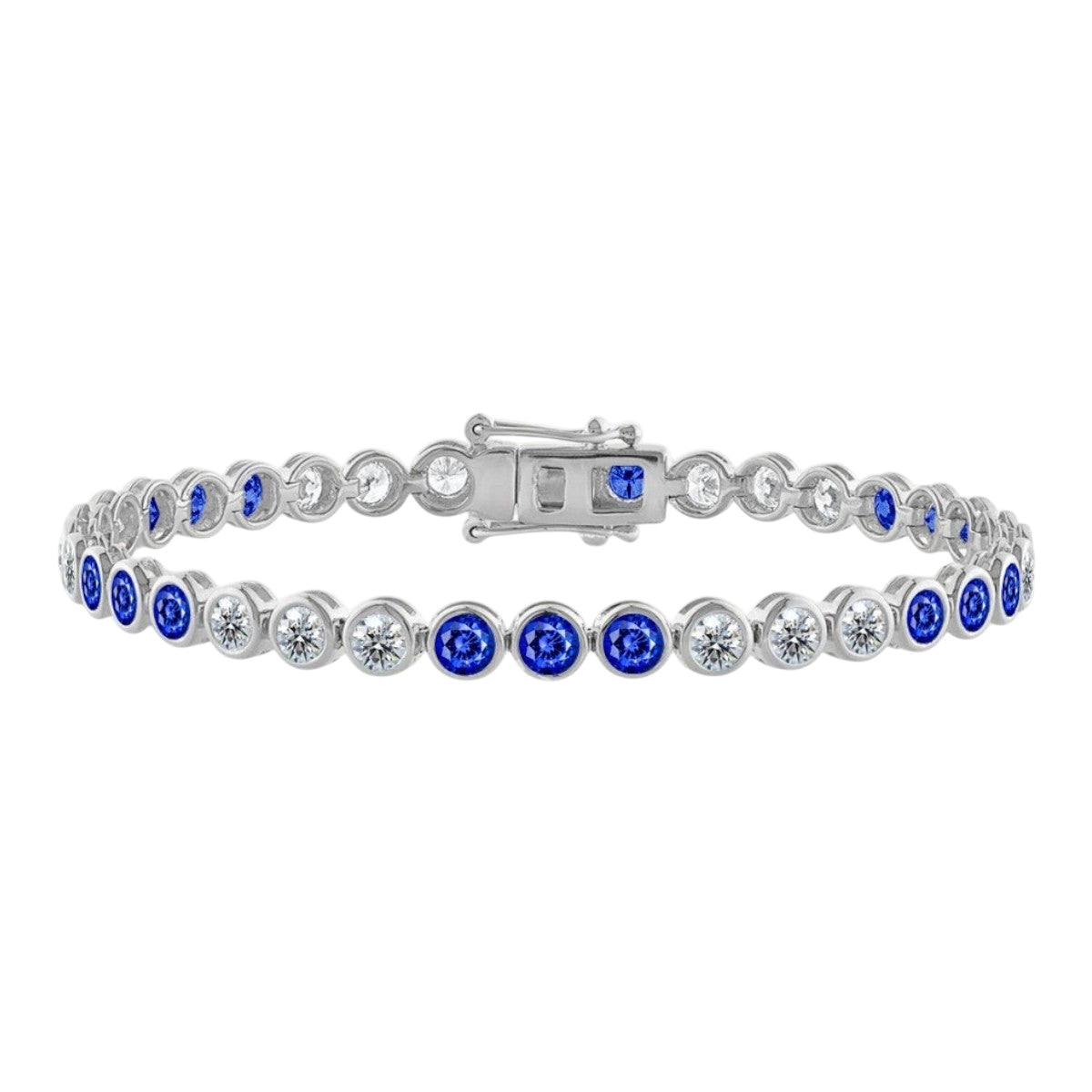 Bezel Set Alternating Sapphire & Diamond Tennis Bracelet