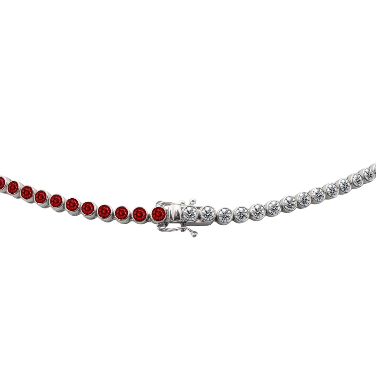 Bezel Set Half & Half Ruby & Diamond Tennis Bracelet