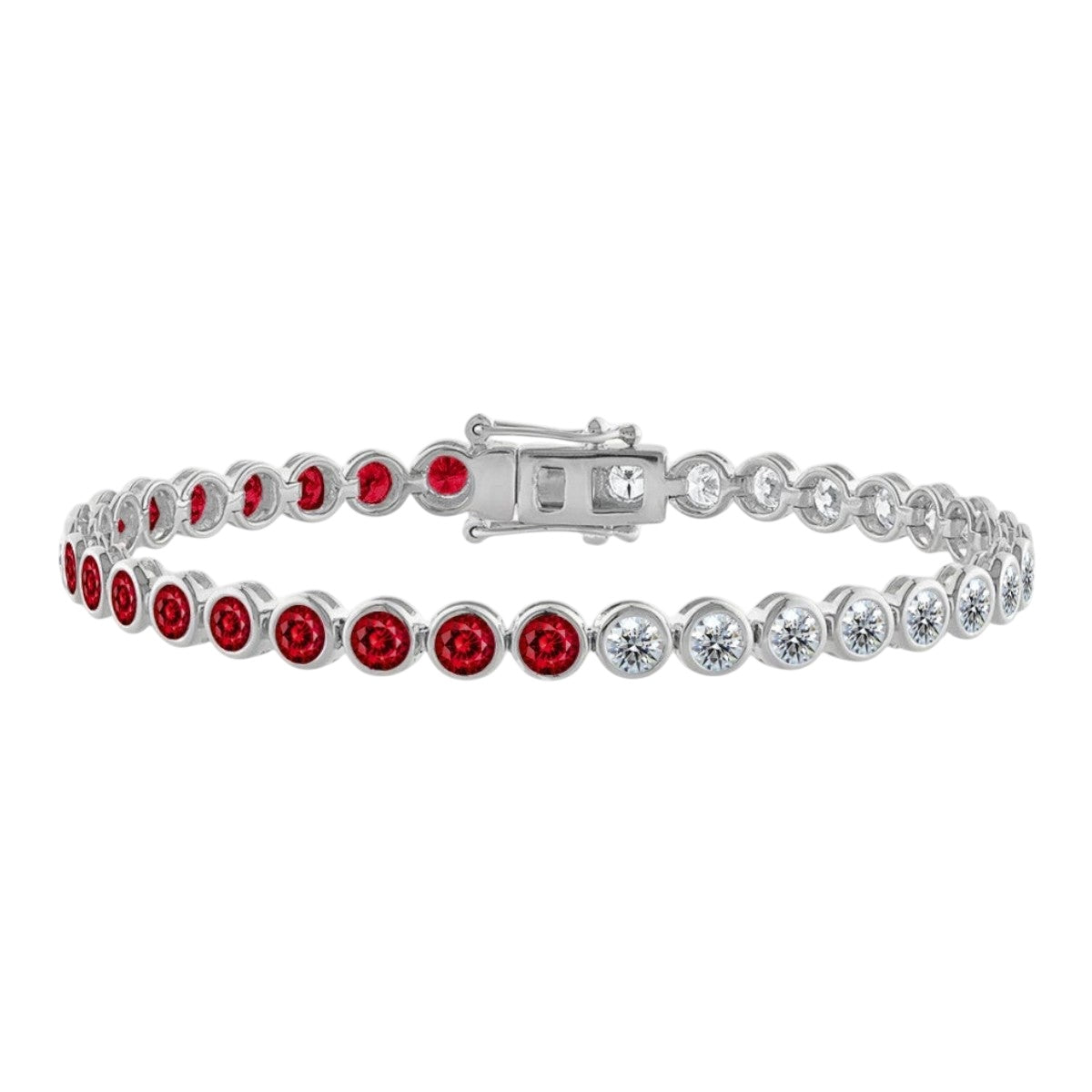 Bezel Set Half & Half Ruby & Diamond Tennis Bracelet