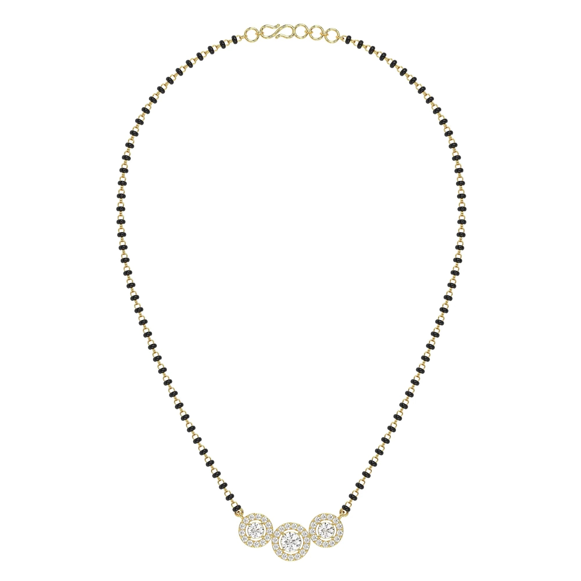 Certified Brilliant Round Tri-Halo Lab-Grown Diamonds Mangalsutra with Chain