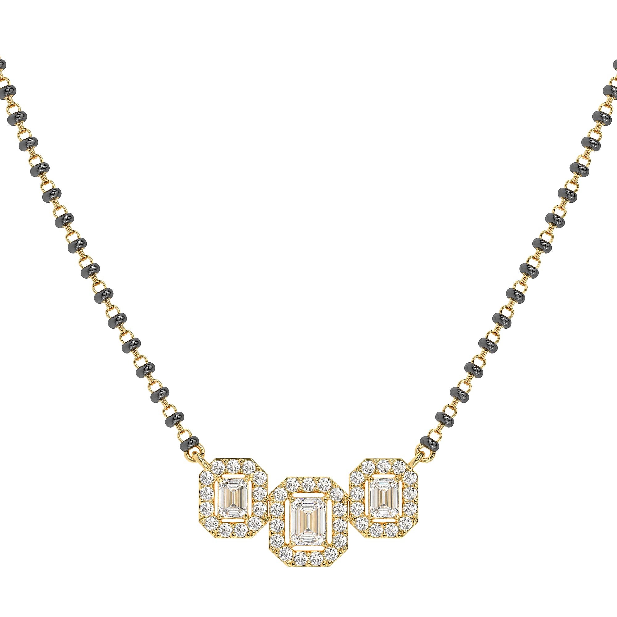 Asscher Tri Cut Lab-Grown Diamond Mangalsutra with Chain