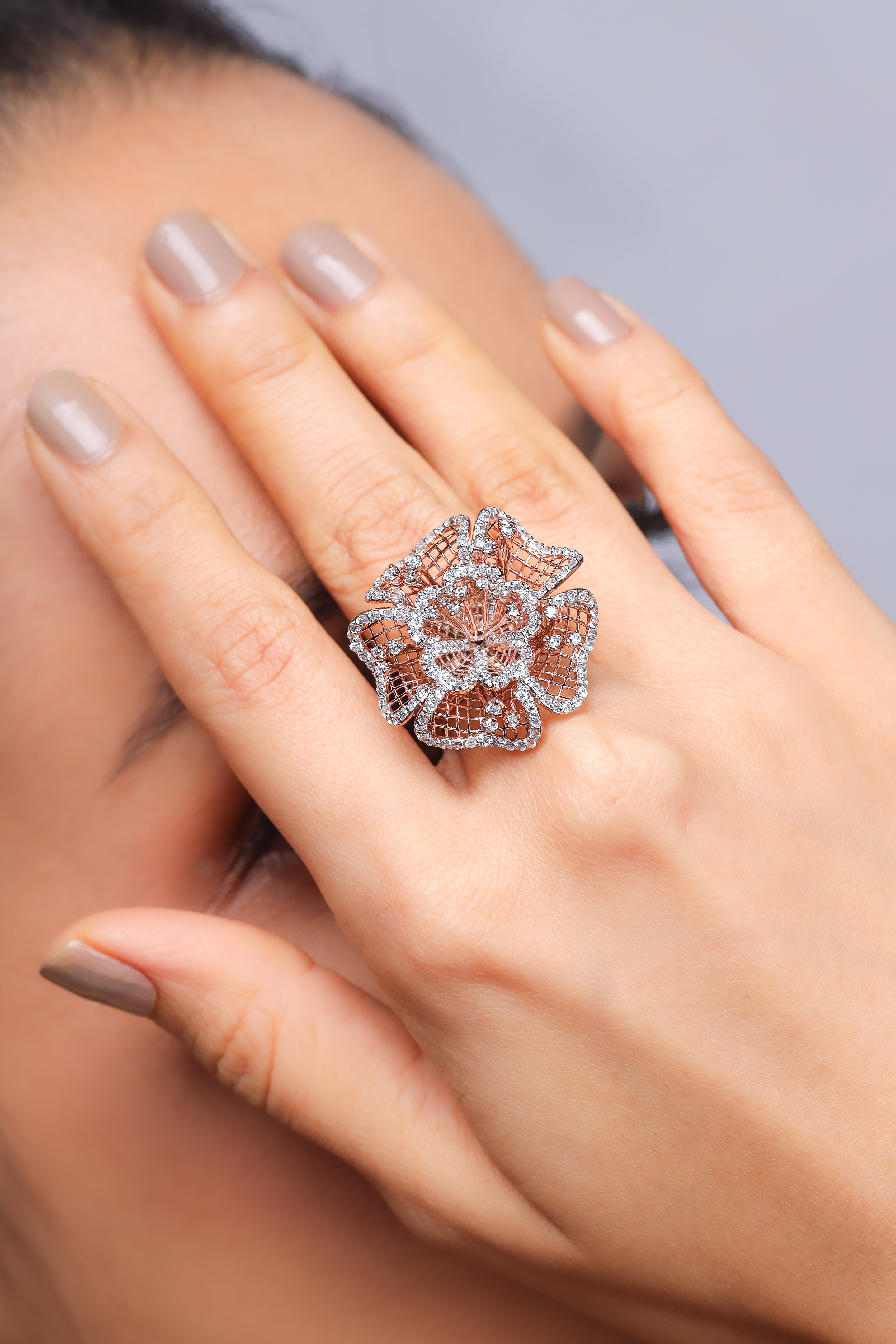Flower Petal Diamond Ring