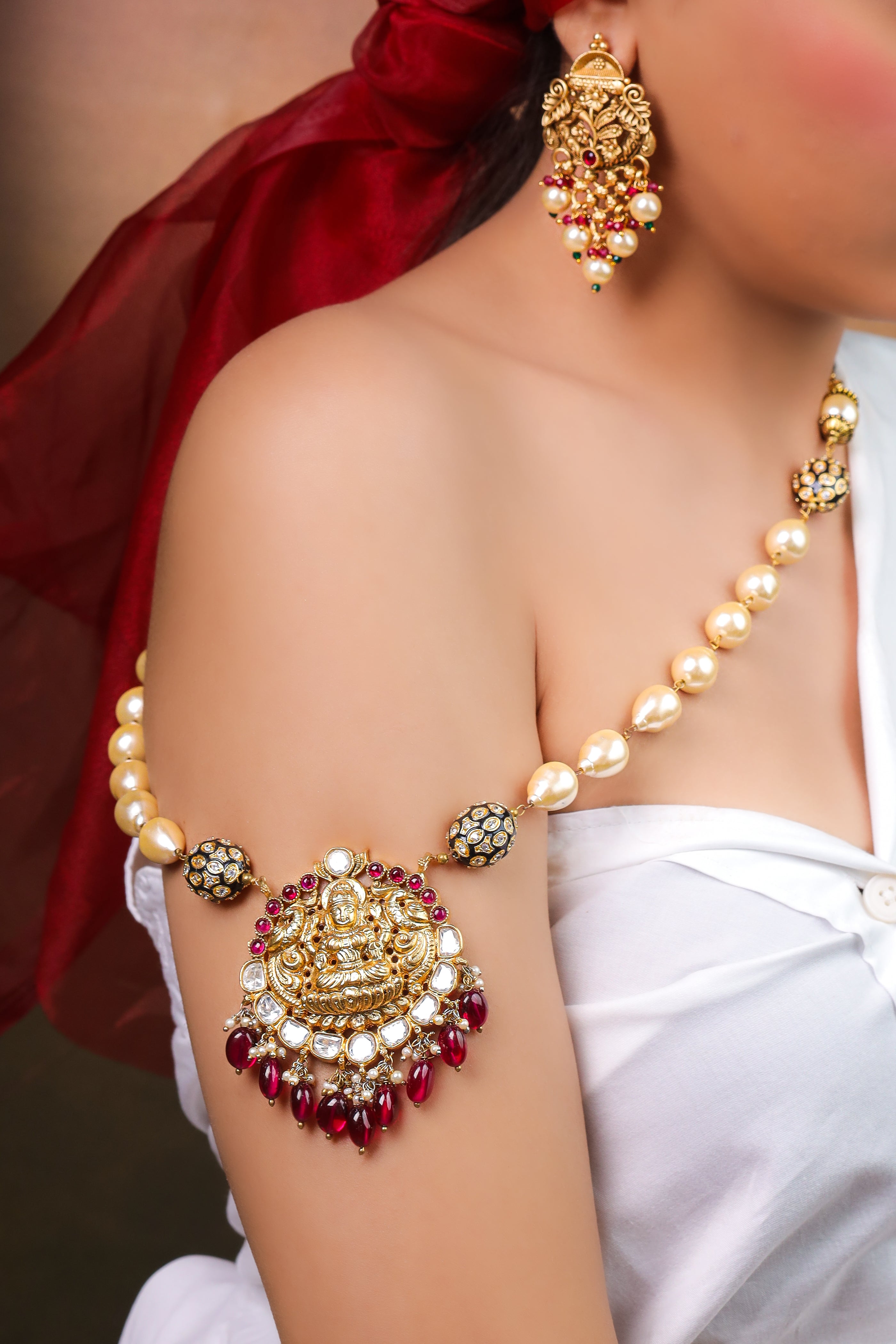 Maharani Ruby Necklace & Earrings