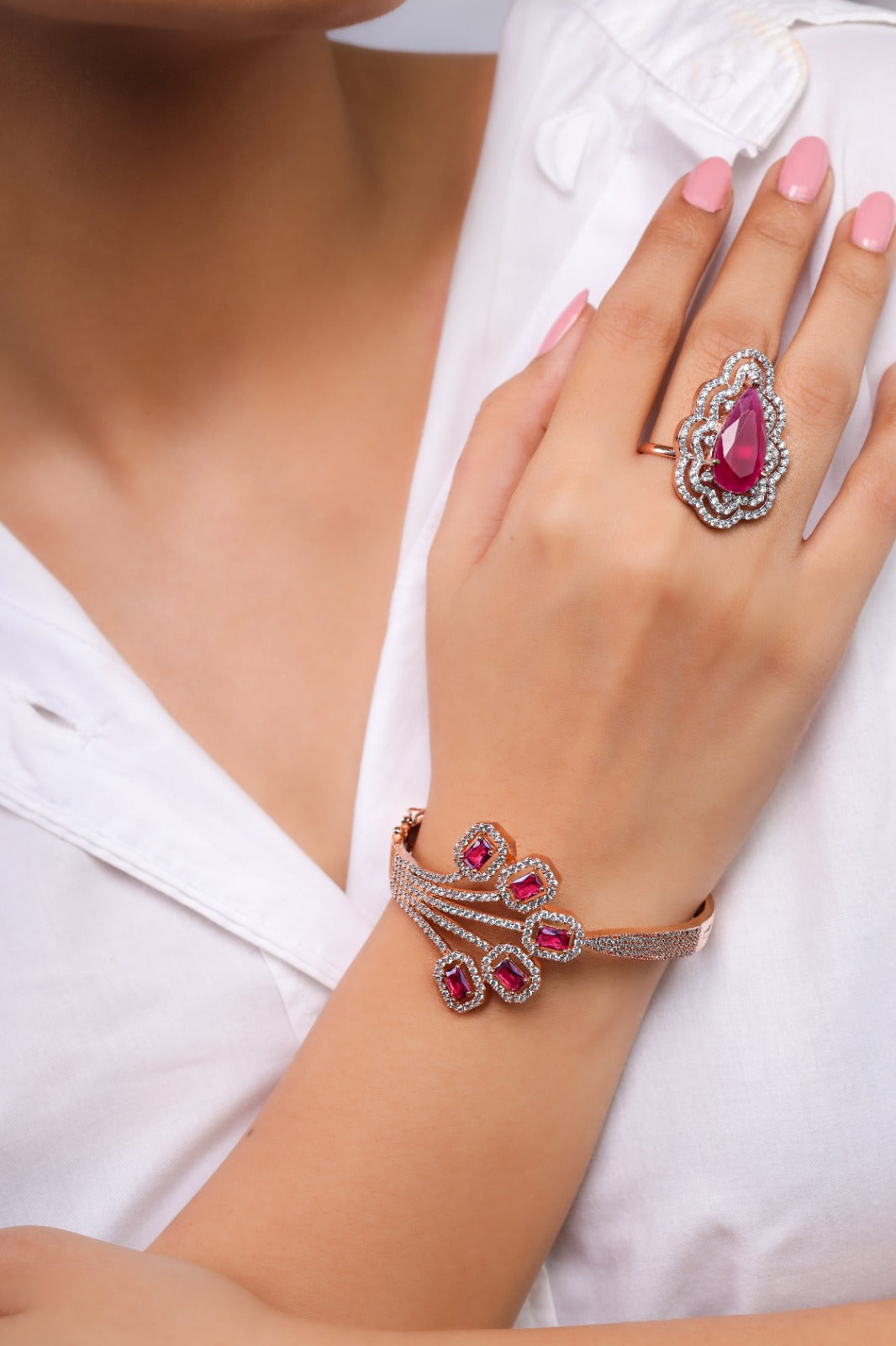 Scalloped Pear Diamond Halo Ring