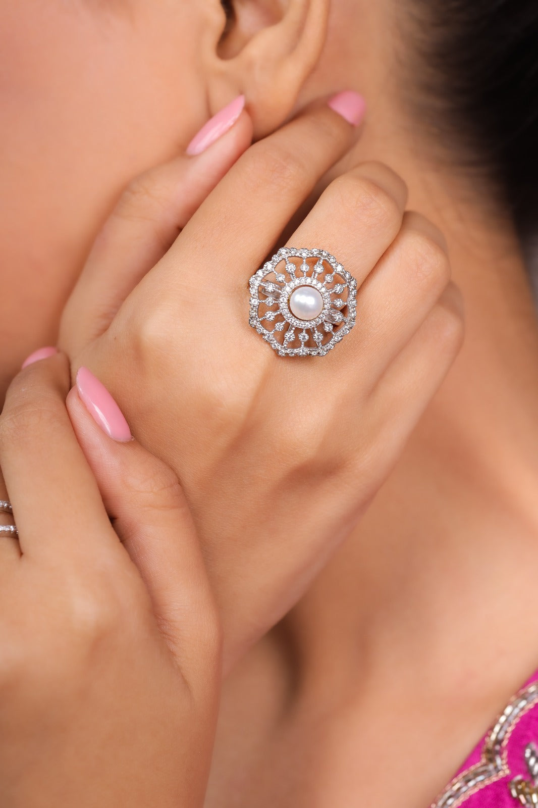 Snowflake Pearl Ring