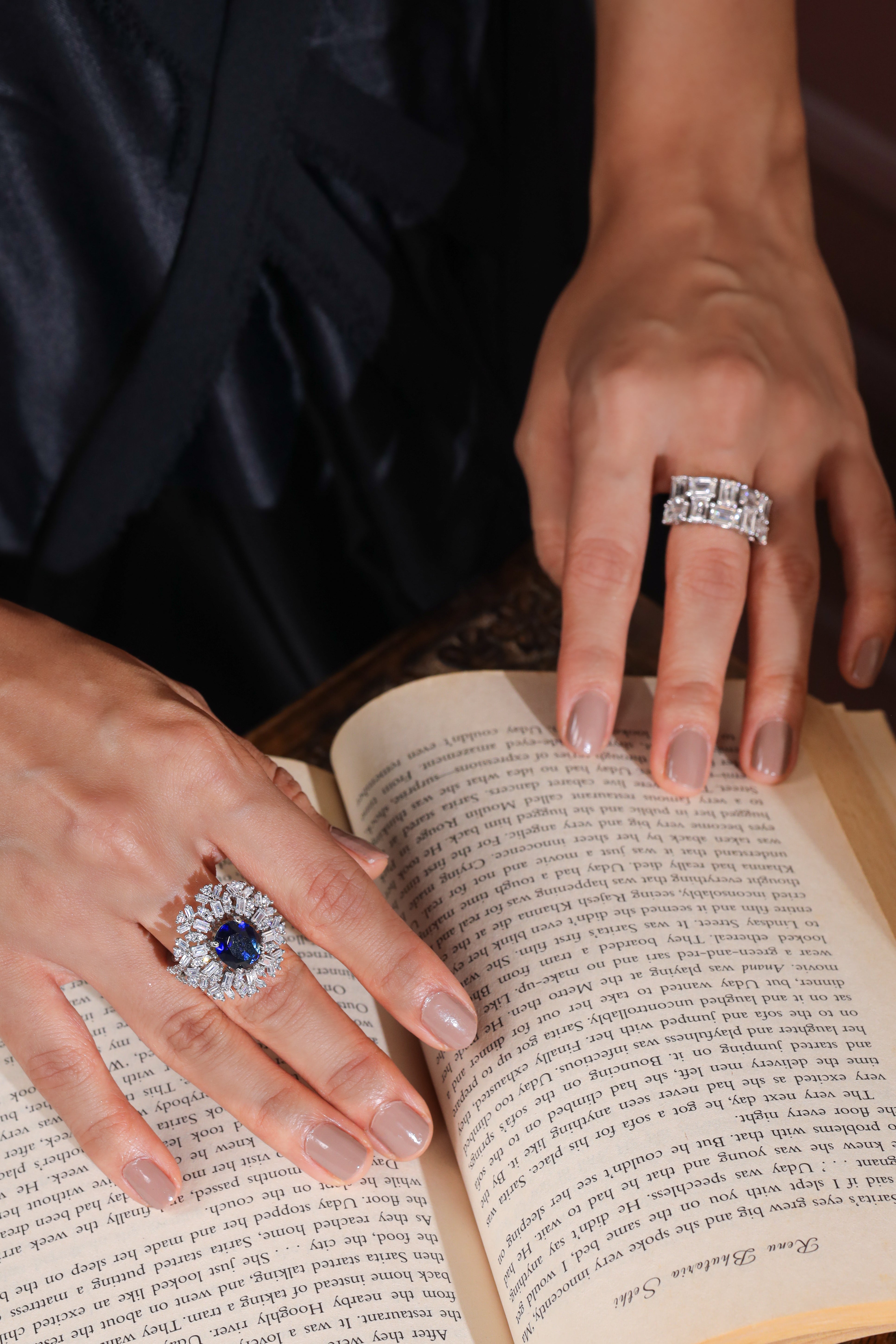 Radiant Blue Sapphire Cluster Ring