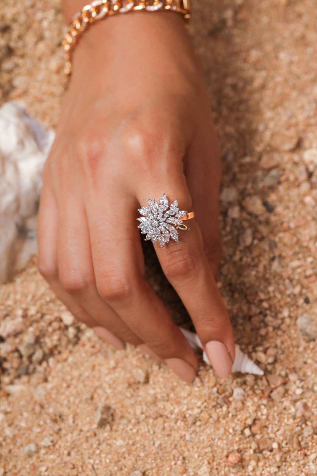 Modern Floral Diamond Ring