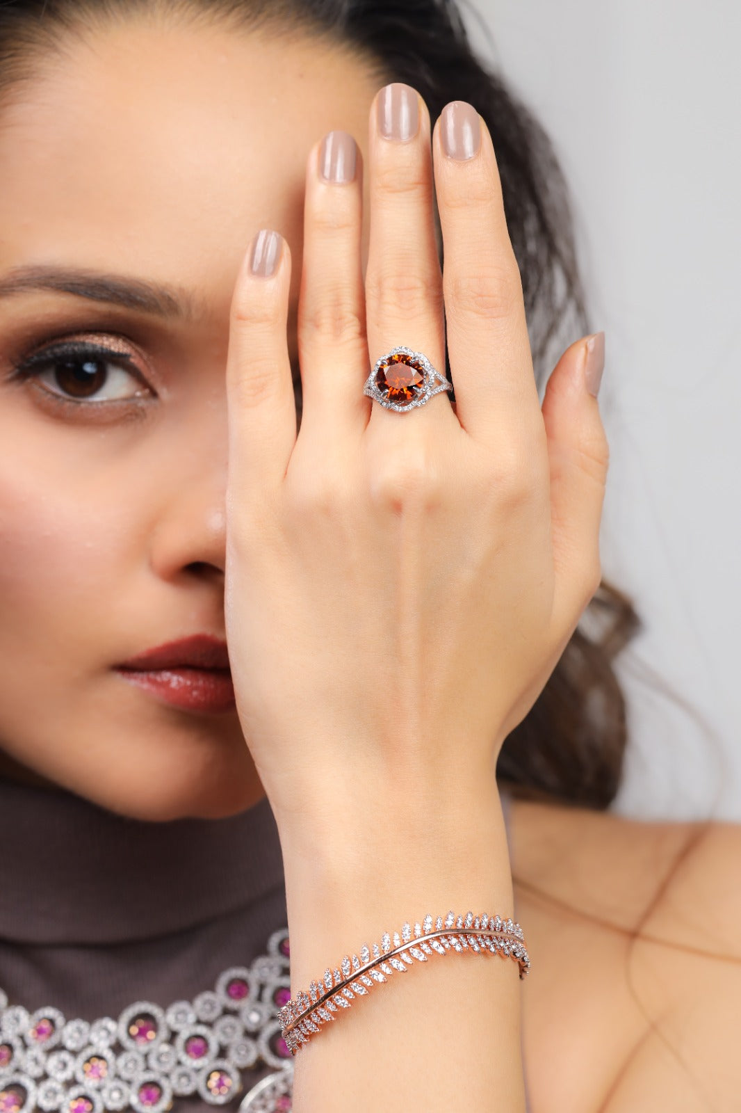 Warm Tone Diamond Cluster Ring