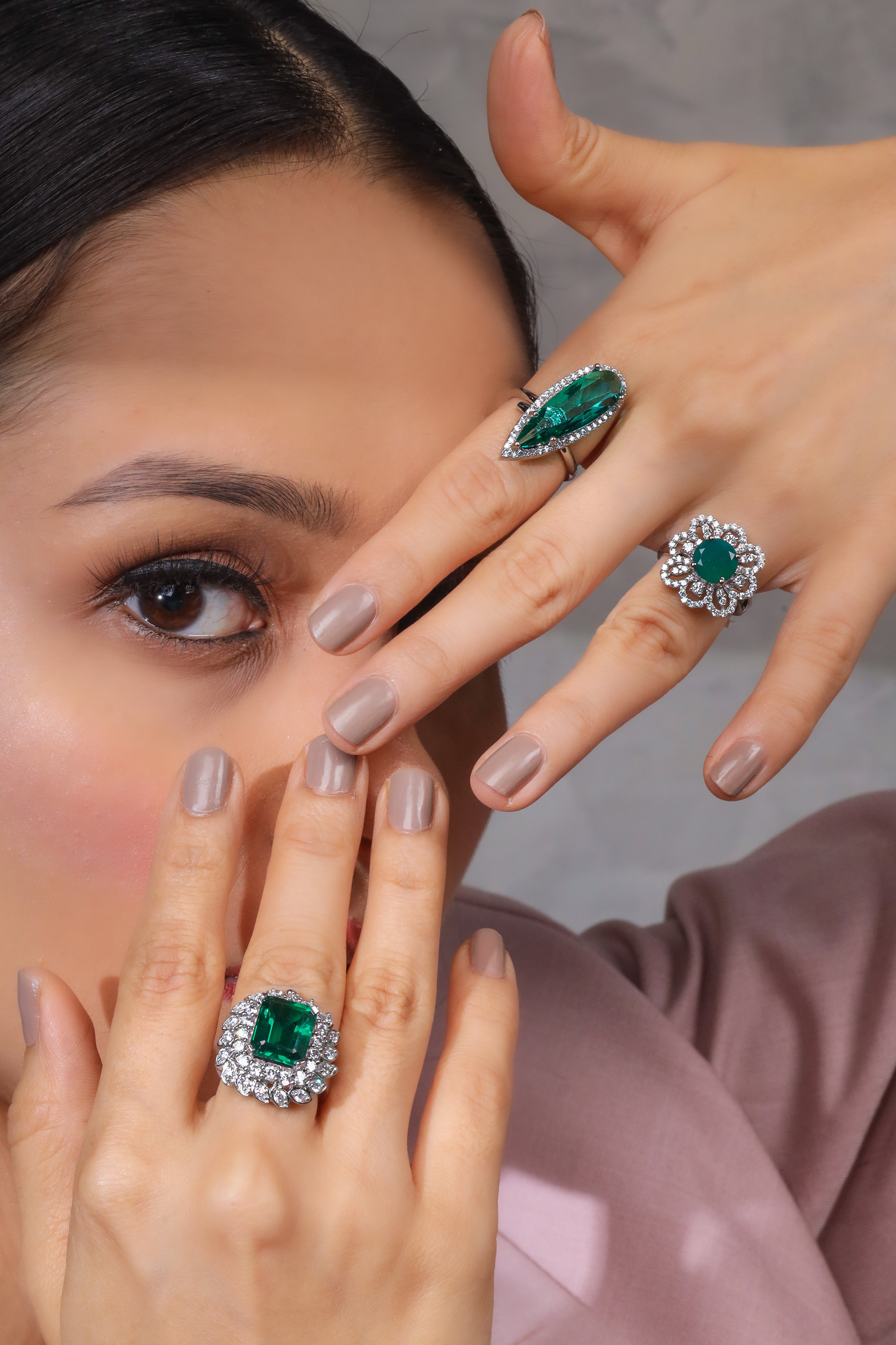 Green Stone Solitare Ring