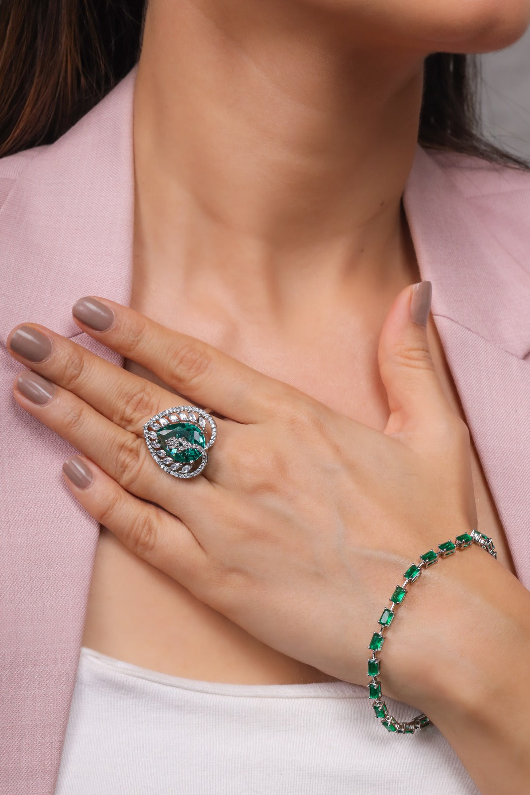 Royal Green Stone Statement Ring