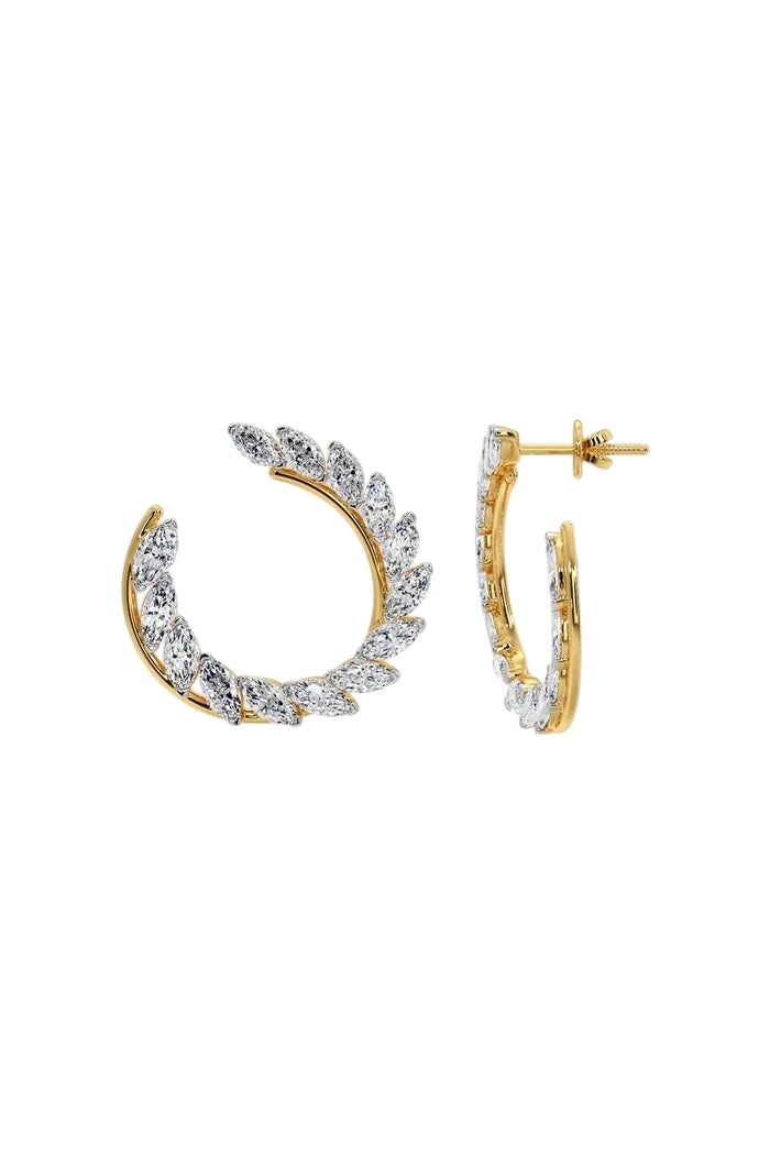 Marquise Leaf Huggie Hoops
