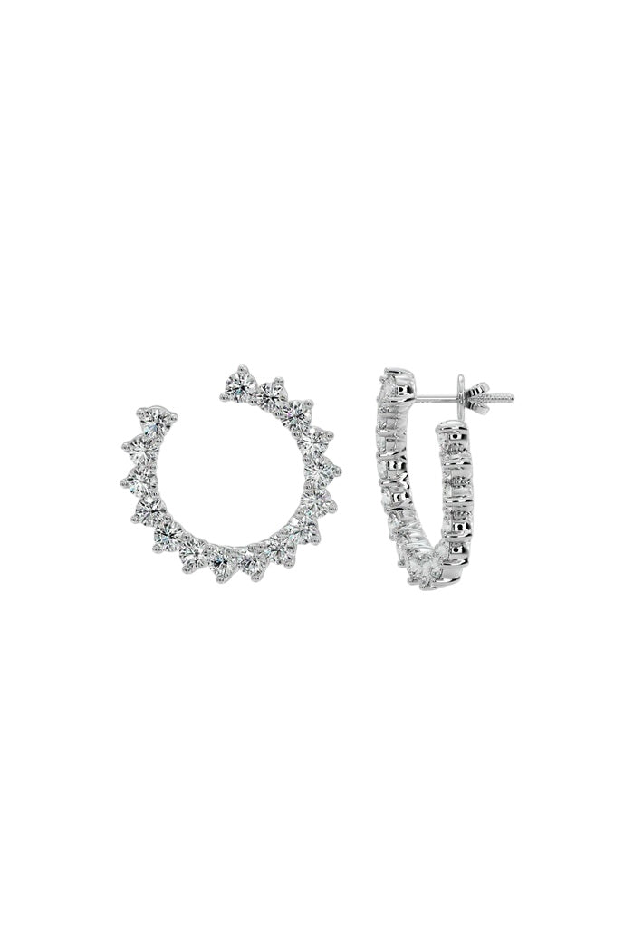 Diamond Staggered Hoop Earrings