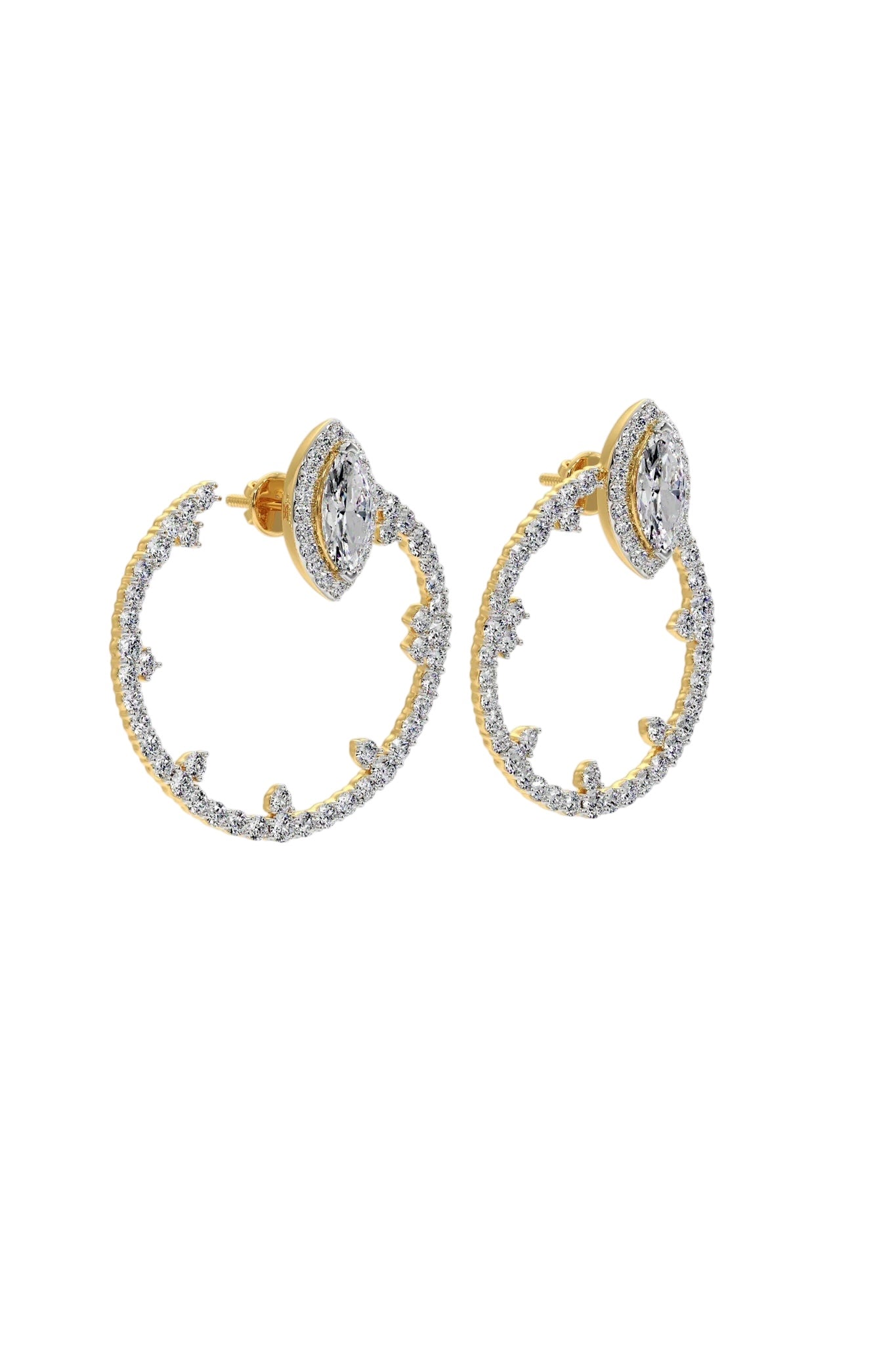 Marquise Halo Hoop Earrings