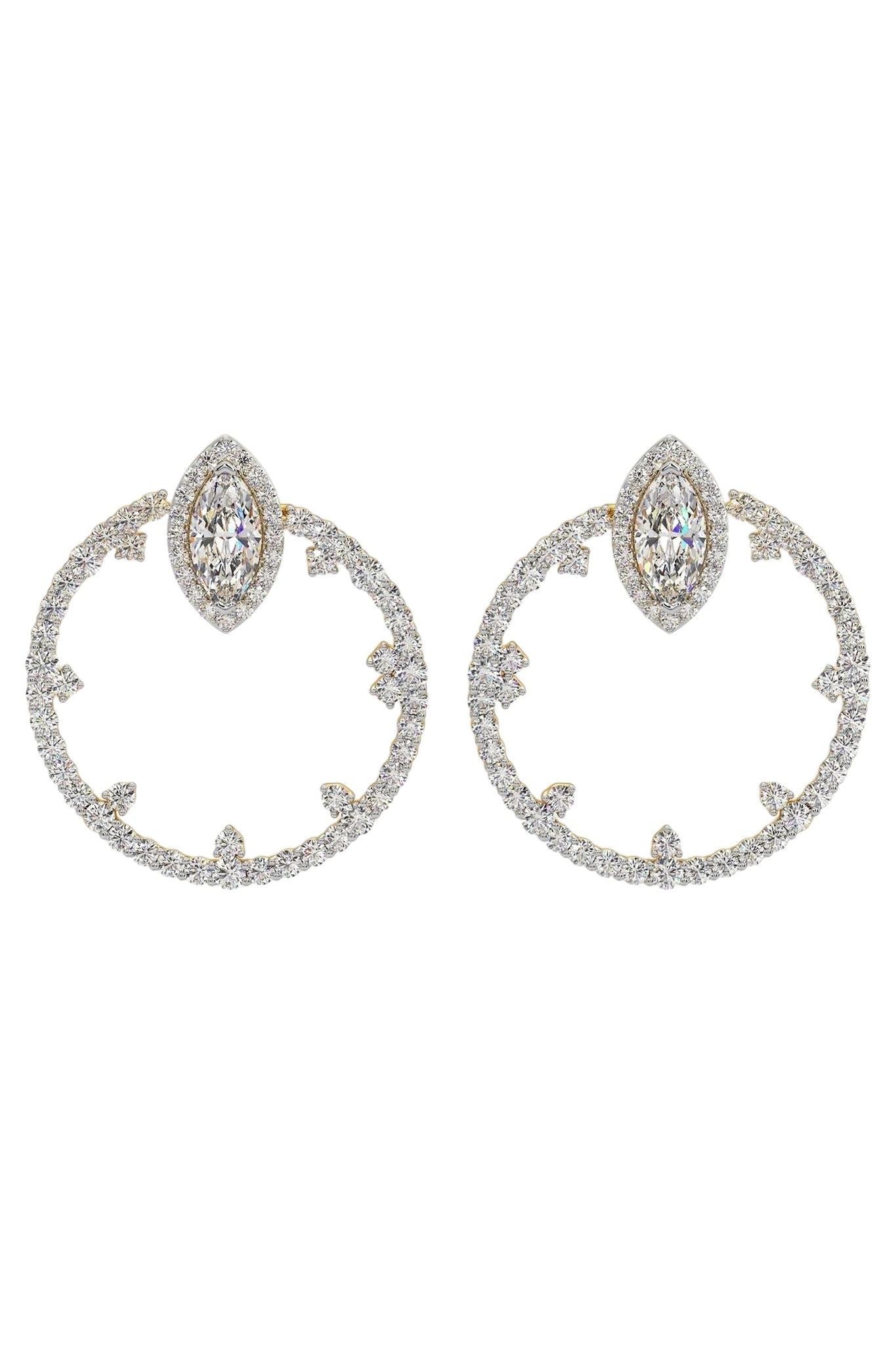 Marquise Halo Hoop Earrings