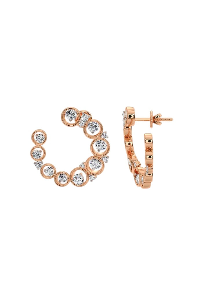 Rose Gold Bubble Diamond Hoops