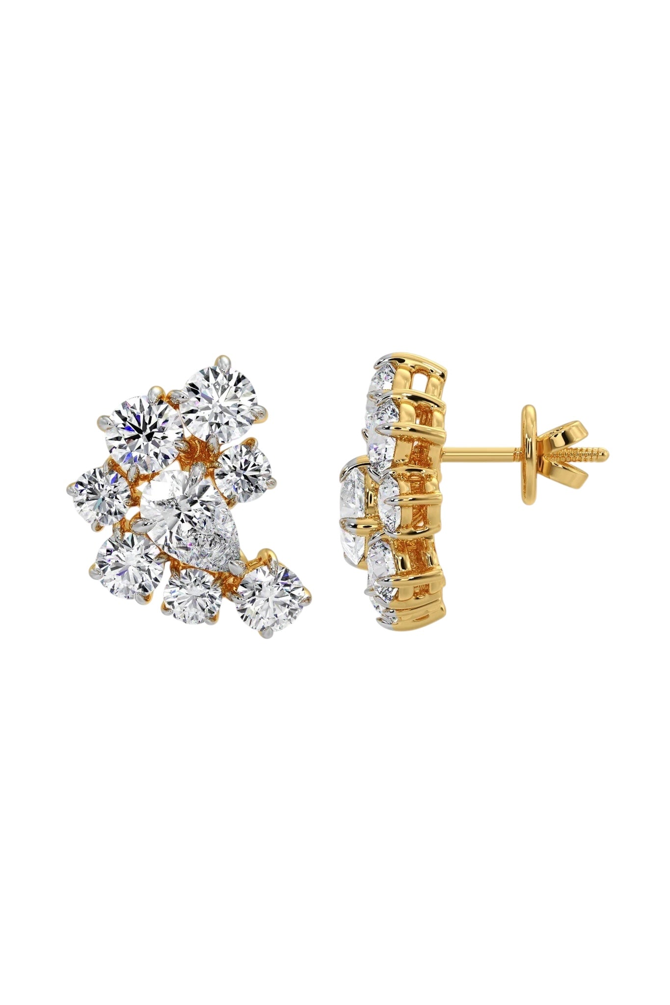 Diamond Cluster Climber Earrings