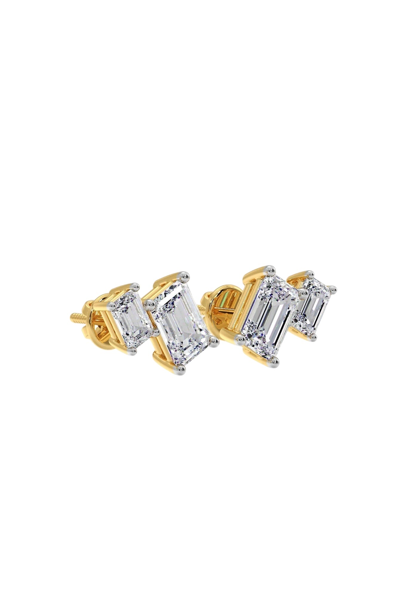 Golden Baguette Duo Studs