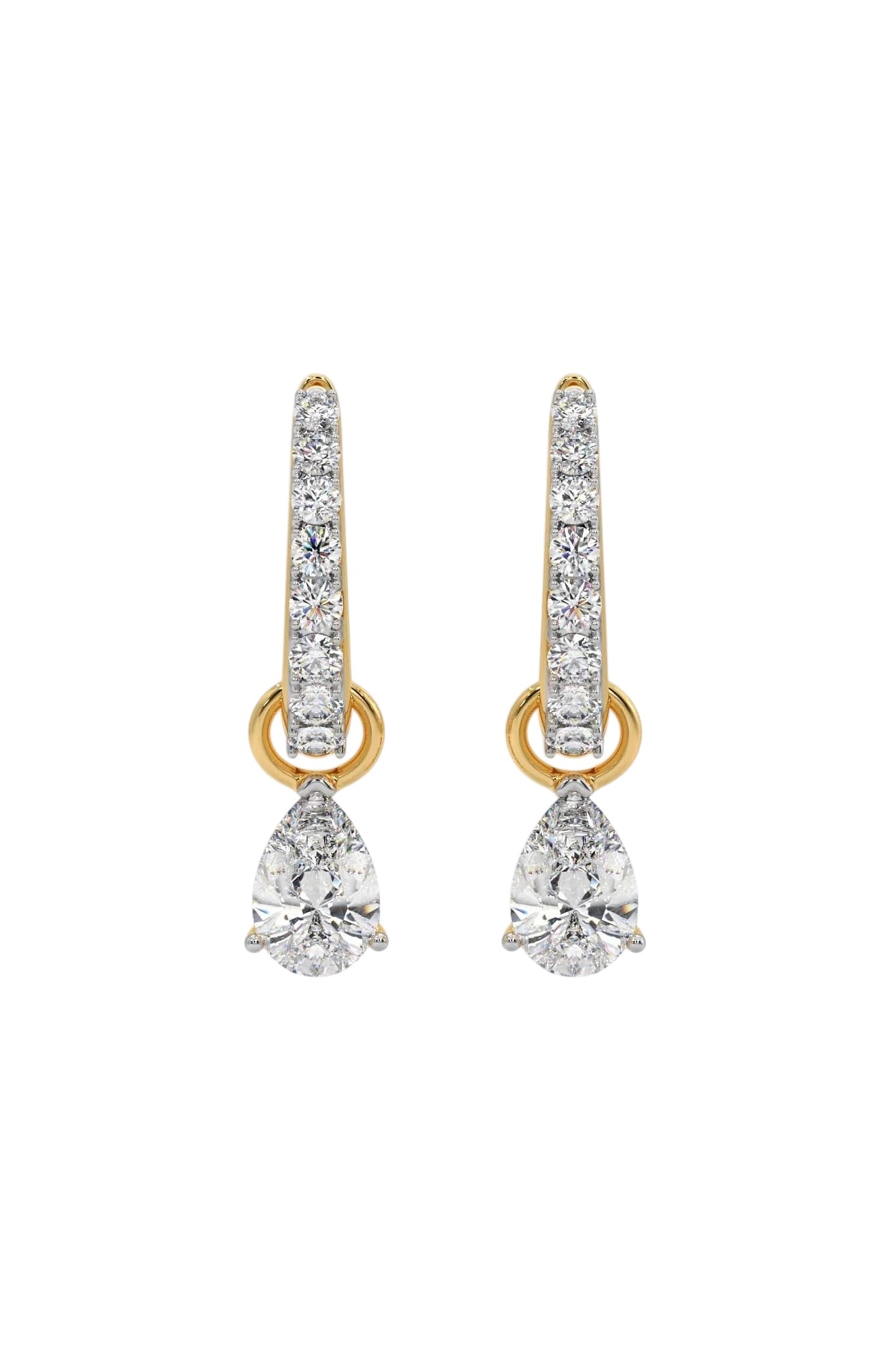 Golden Pavé & Pear Drop Earrings