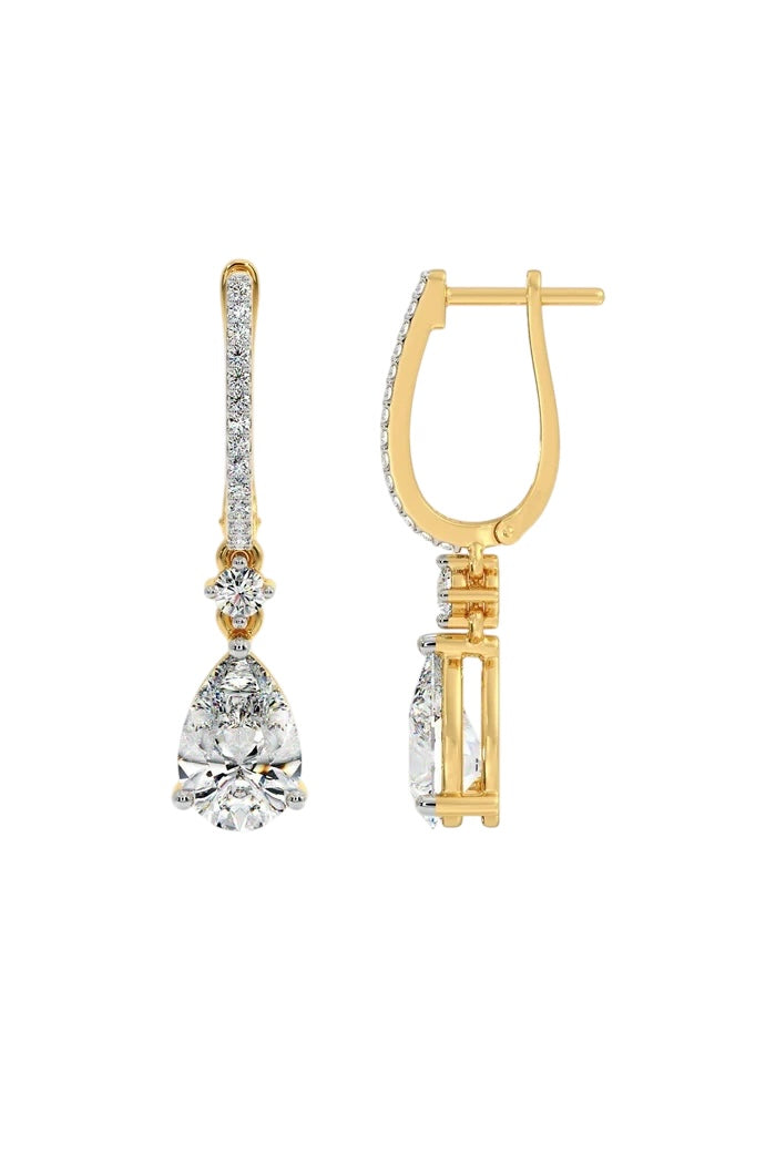 Two-Tone Pave and Pear Drop Earrings
