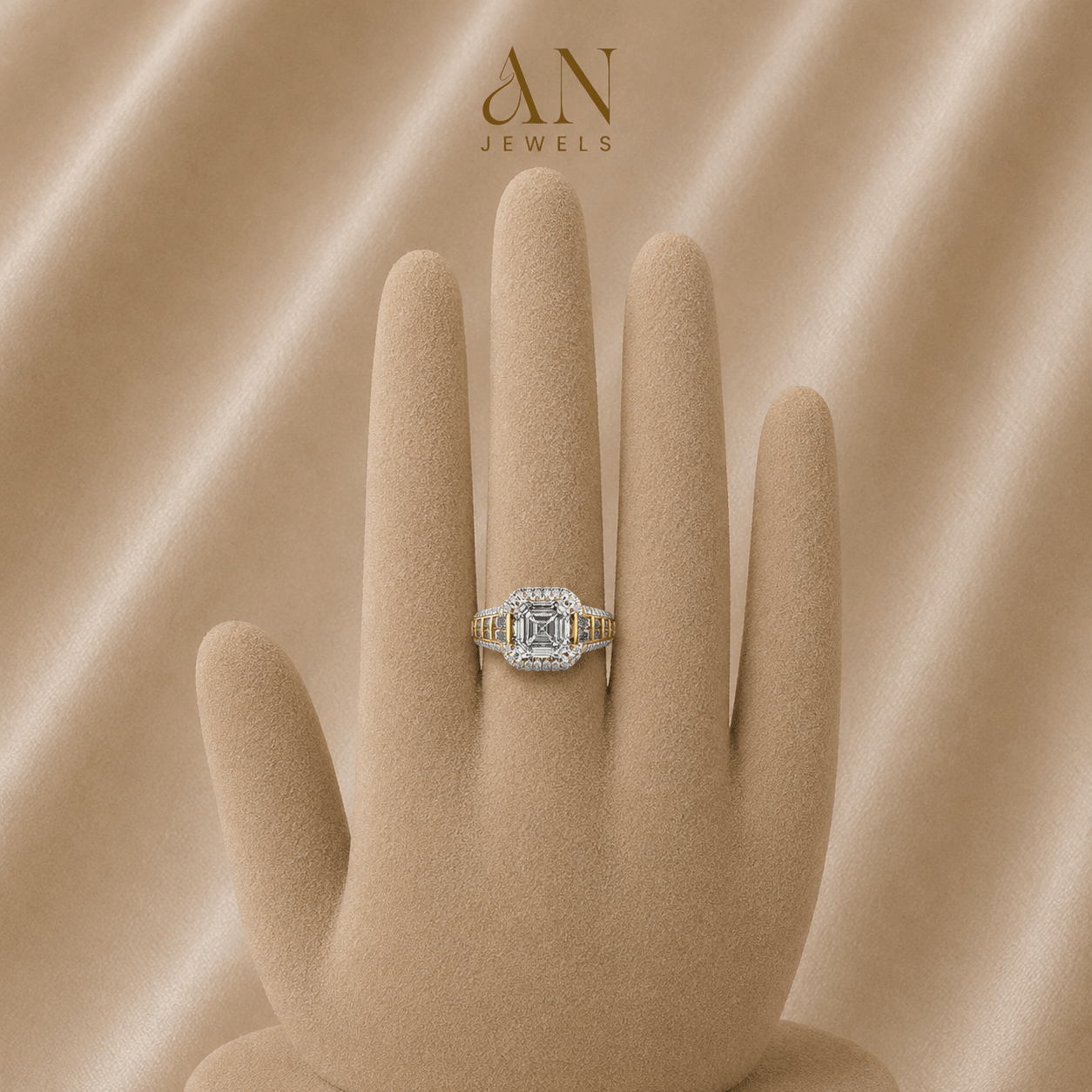 Emerald Cut Halo Ring