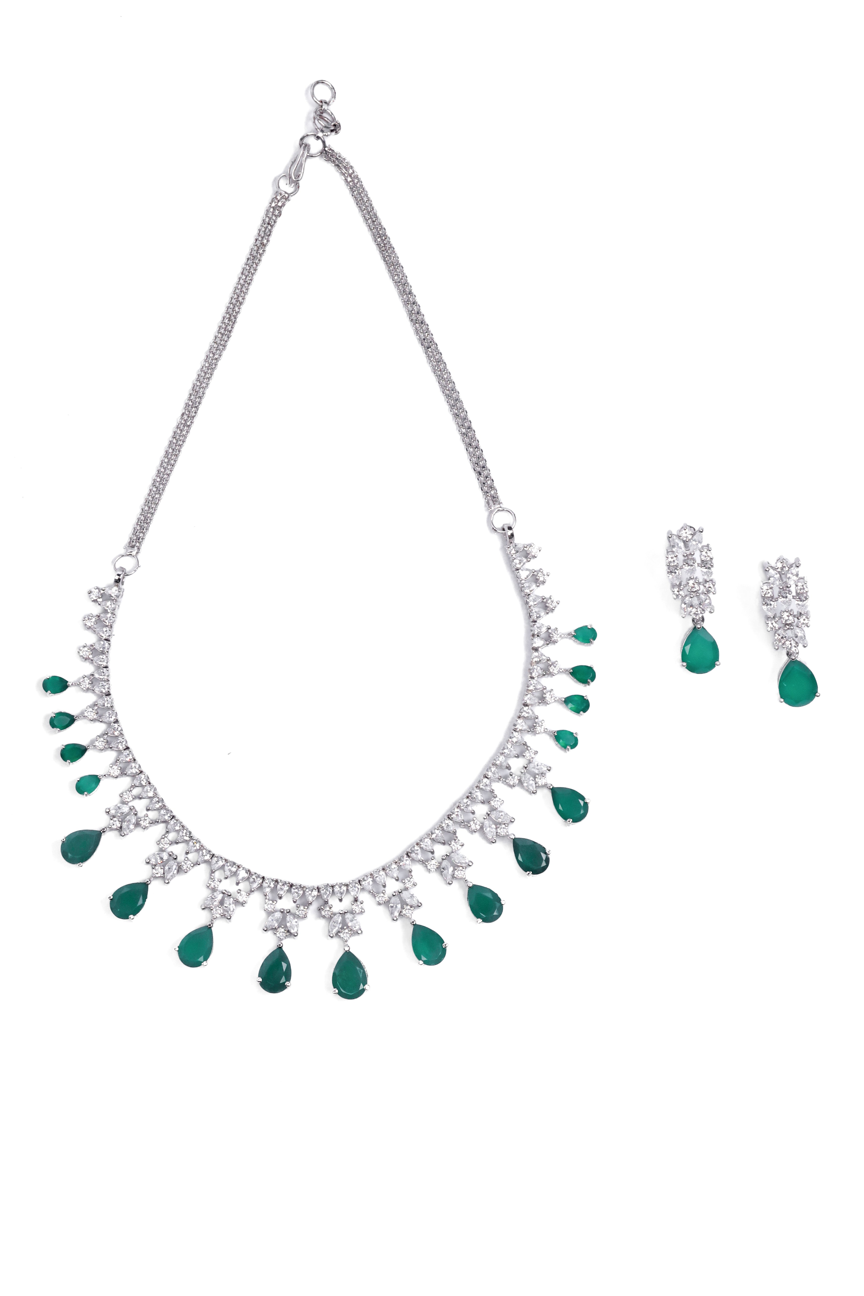 Emerald Drop Diamond Necklace set