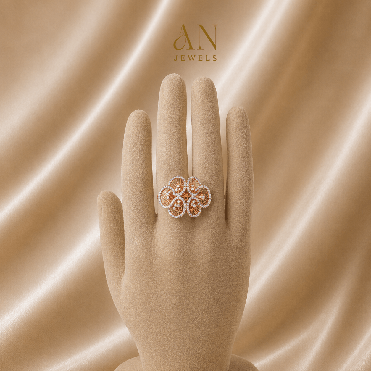 Floral Mesh Diamond Ring