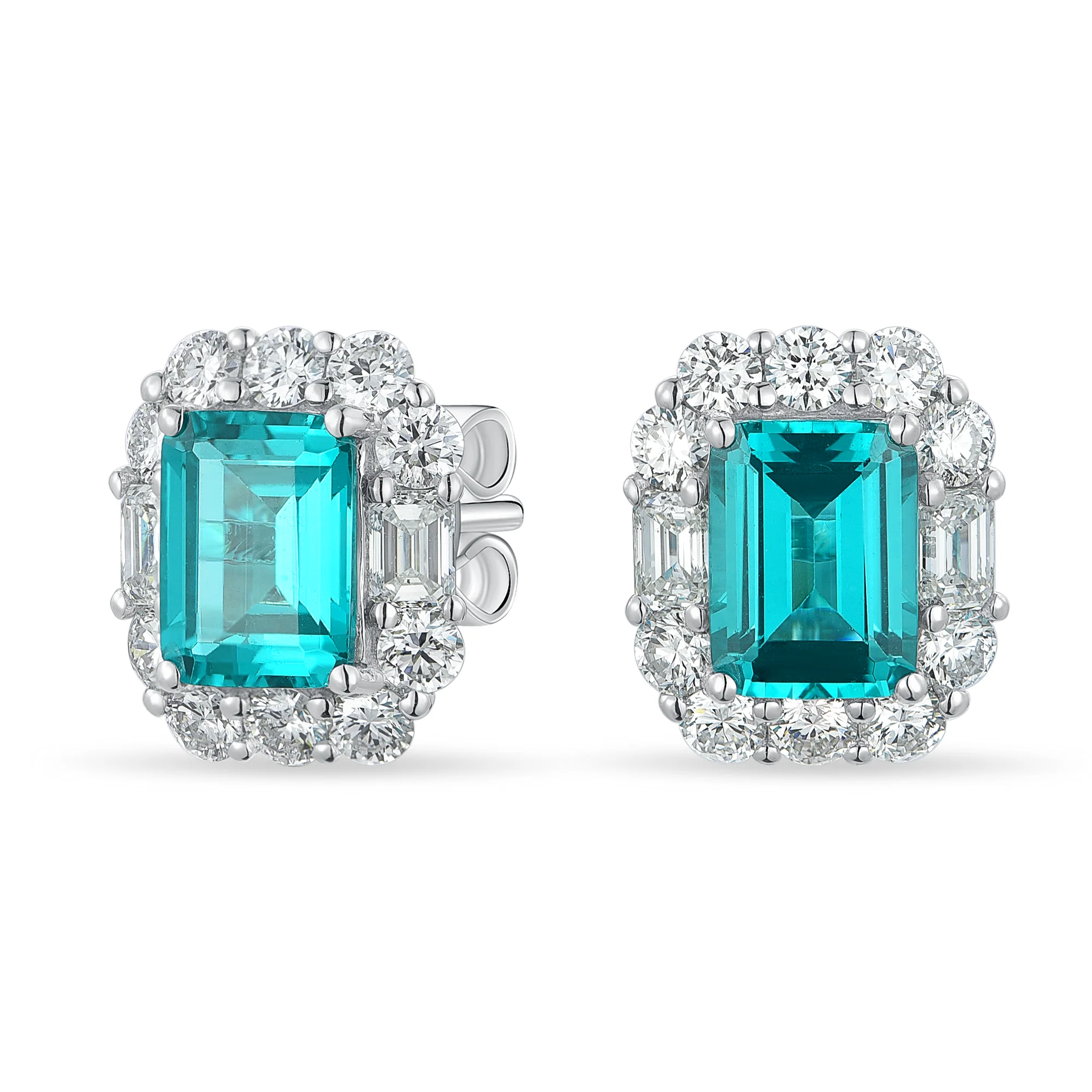 Aquamarine and Diamond Cluster Earrings