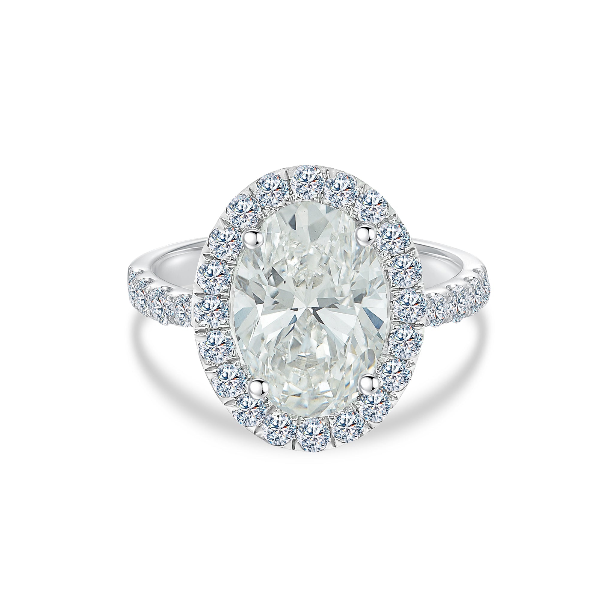 Brilliant Oval Solitaire with Diamond Halo