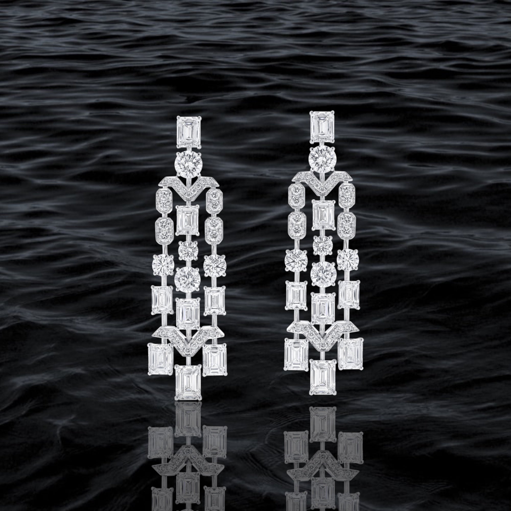 Geo Diamond Cascade Earrings