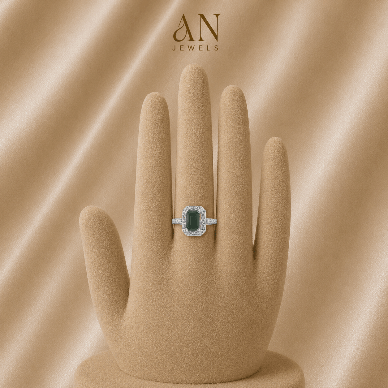 Green Stone Solitare Ring