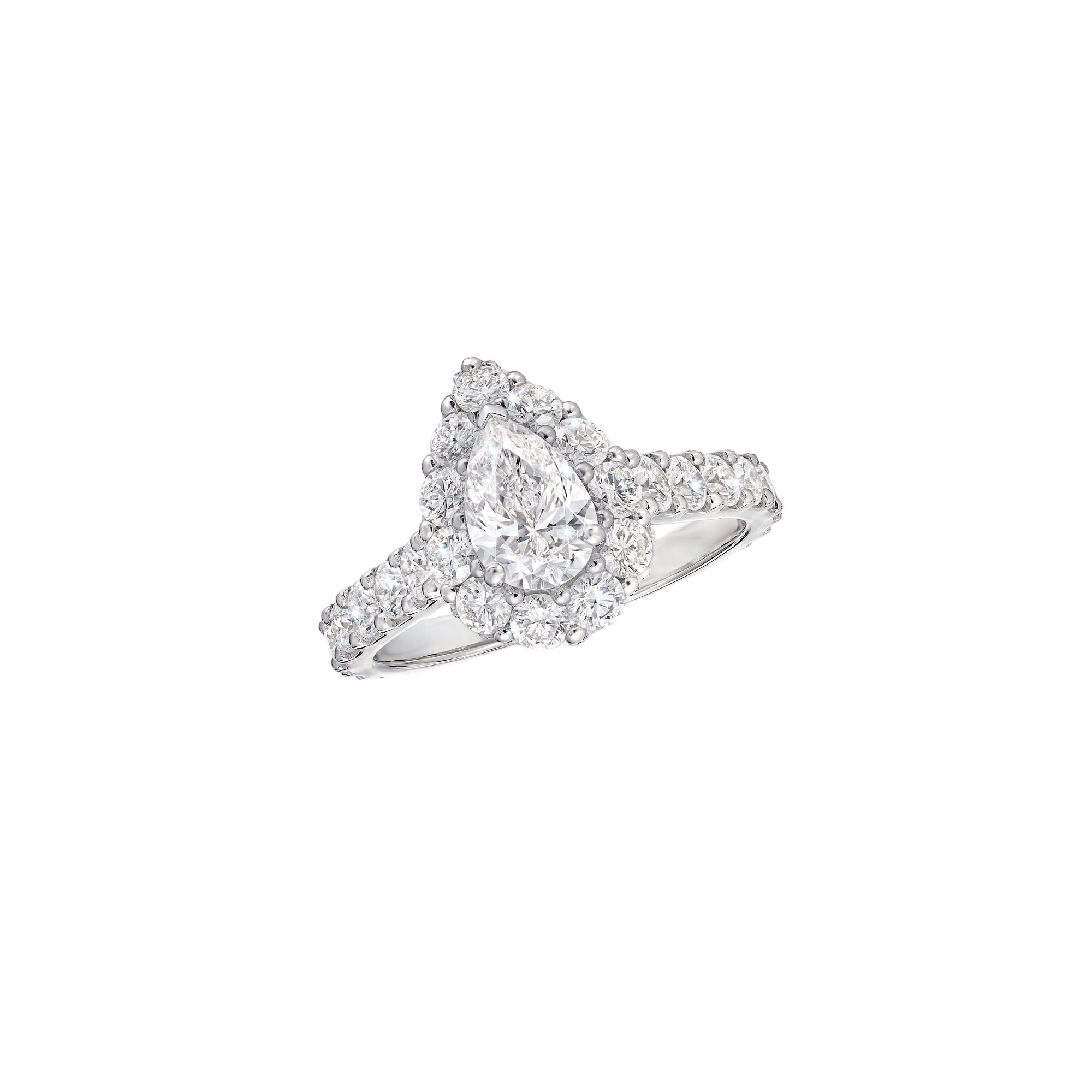 Pave Band Pear Engagement Ring